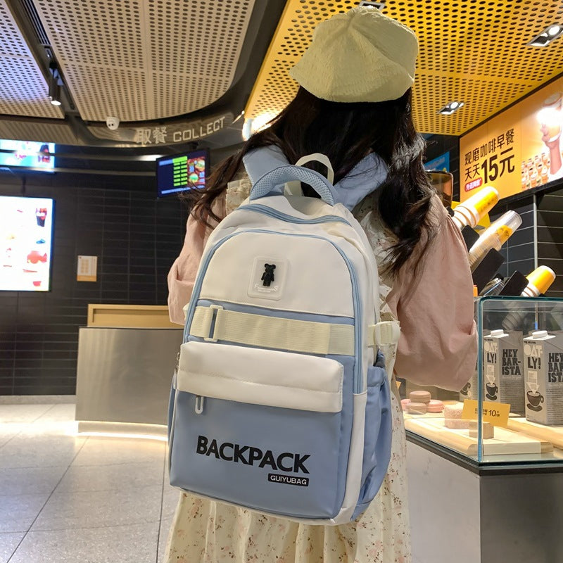 New junior high school schoolbag, college student strong wear-resistant simple backpack, fashion trend, middle school student waterproof backpack