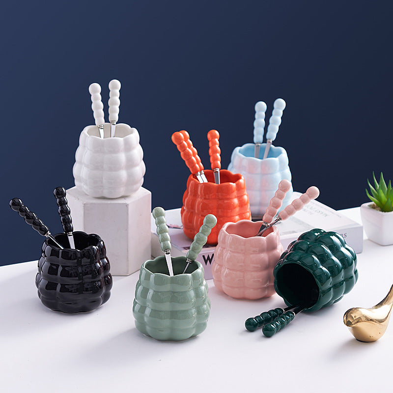 Minimalist ceramic fruit fork set - stylish, luxurious, and high-quality. ceramic handle fruit picks with stainless steel forks and spoons - wholesale