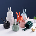 Minimalist ceramic fruit fork set - stylish, luxurious, and high-quality. ceramic handle fruit picks with stainless steel forks and spoons - wholesale