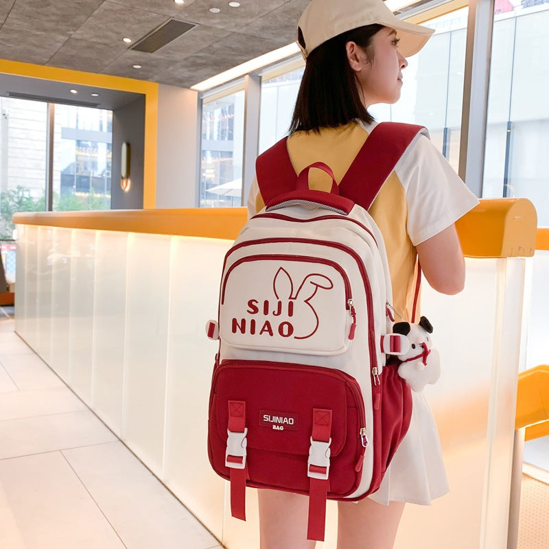 School bag for female junior high school students, large-capacity high-value backpack, new third to ninth grade lightweight primary school backpack