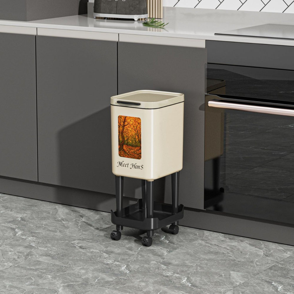 No-bending, high-style new tall kitchen trash can, household large-capacity wheeled and movable sanitary bin