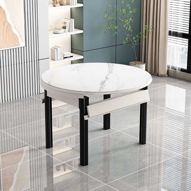 Tempered glass dining table - modern minimalist, light luxury design for small spaces. available in round or square, extendable and convertible. solid wood frame
