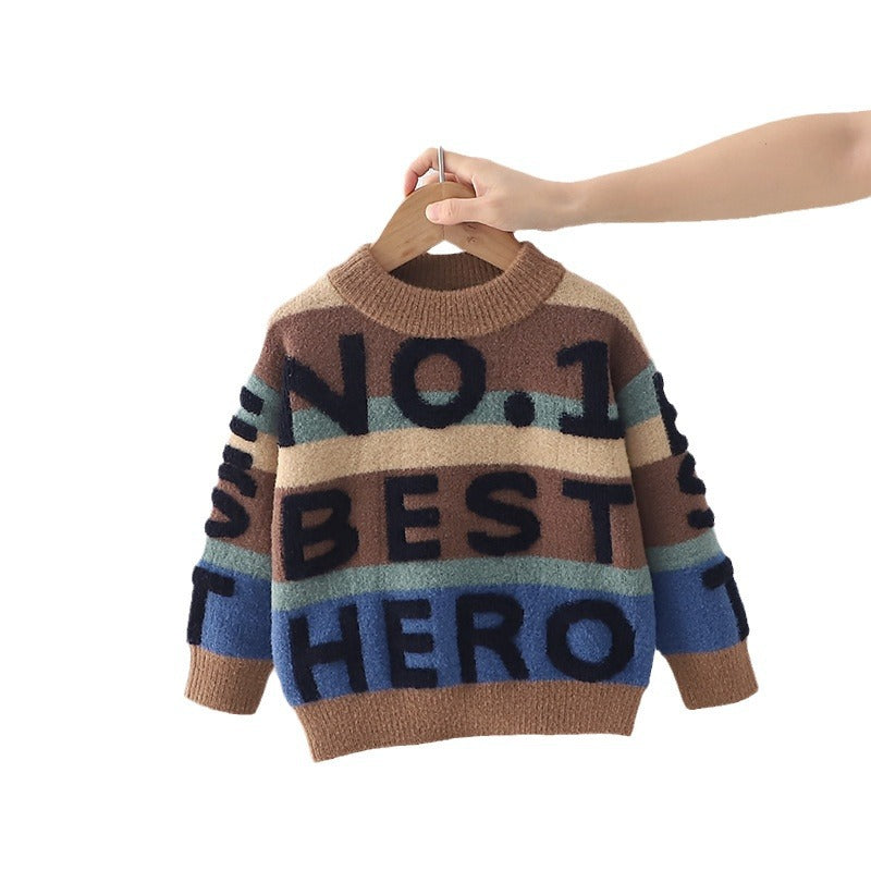 Kids' sweater  autumn/winter new collection: fleece-lined, extra thick knitwear for boys and girls