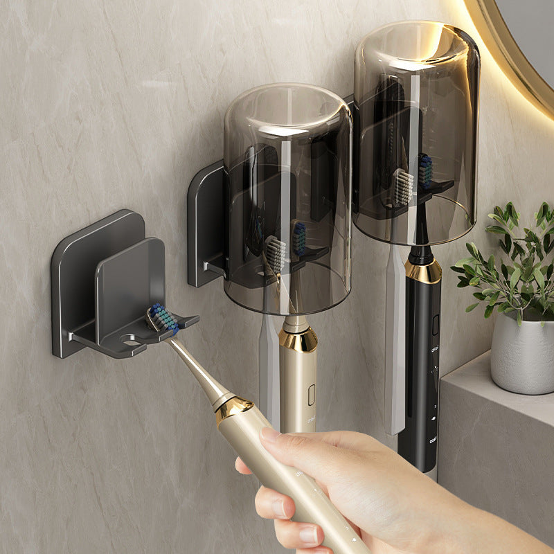 Toothbrush holder - no drilling required, wall-mounted toothbrush and rinse cup set, bathroom wall-mounted electric toothbrush rack