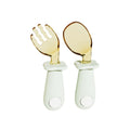 Factory direct sales baby ppsu training fork and spoon, baby learning to eat spoon, supports personalized silicone short handle fork and spoon