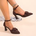 Summer cross-border bowknot plus size high heel sandals women's 2026 new style stiletto european and american elegant closed-toe sandals for export