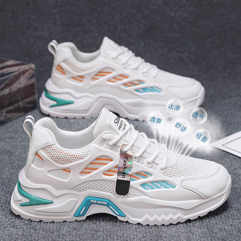 Spring men's breathable shoes 2026 new youth casual versatile sports running mesh anti-odor height increasing dad shoes
