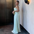 European and american cross-border women's fashion:  summer new arrivals - sweet and fresh bandeau high-waisted slimming pleated maxi dress