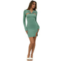 hot-selling knotted cut outlong sleevesdress silm hip-covering slit hot girl style slimming look short skirt