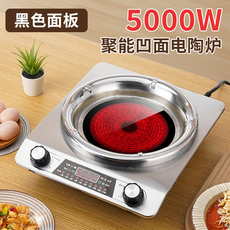 Concave electric ceramic stove, high power, no pot selection, fierce fire, hot pot, stir-fry, barbecue, for home commercial concave stove, waterproof cross-border