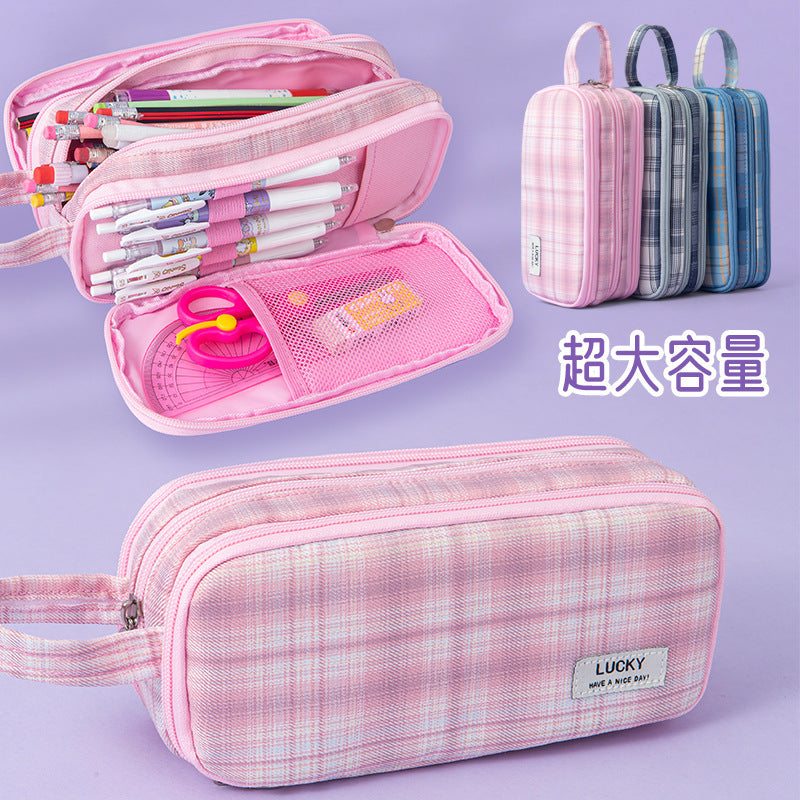 Pencil bag JK wind girl heart college wind stationery box large capacity female multi-functional student ins high value stationery bag