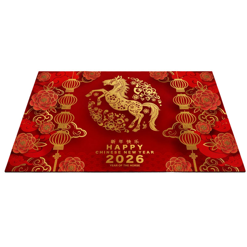 2026 year of the horse new year spring festival red doormat festive entrance mat entrance foot mat dust removal doorway carpet