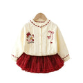 Girls' fall/winter outfit: new knitted cardigan and princess tutu skirt set for little girls - stylish two-piece set with mesh overlay