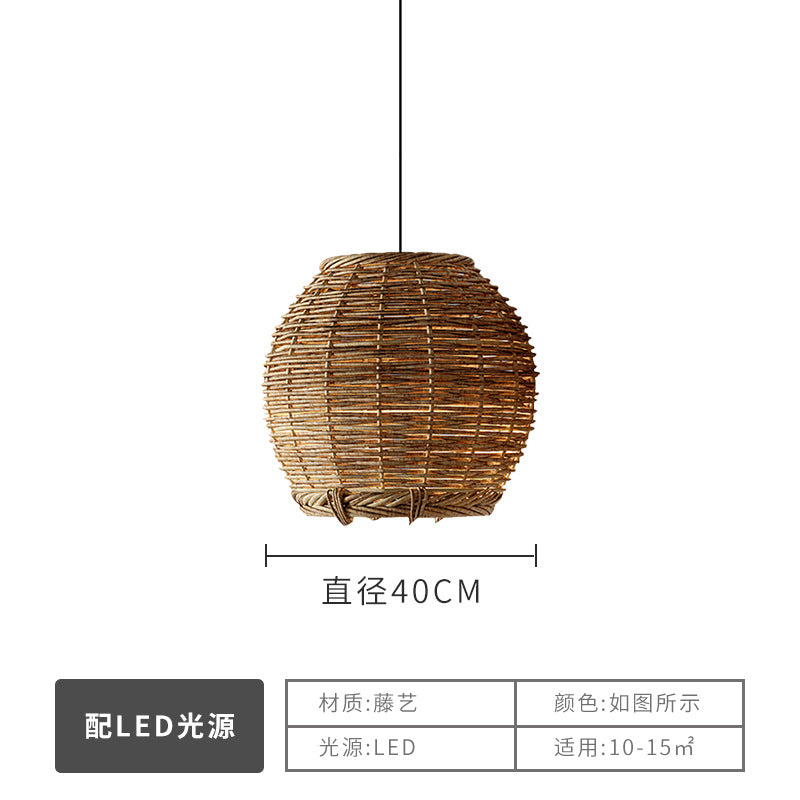 Wabi Silent Wind Catering Chandelier Chinese Living Room Dining Room Tea Room Zen Light Homestay Study Bedside Japanese Rattan Chandelier
