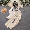 Korean style commute v-neck tank top and wide-leg pants two-piece set - women's  summer slimming, figure-flattering, high-end outfit