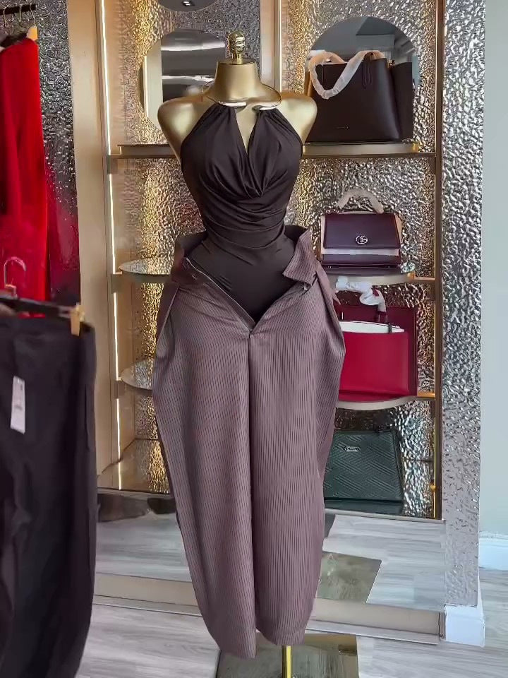European and american cross-border women's fashion:  summer new arrivals - high-waisted, loose-fit, slimming, casual wide-leg pants - versatile plaid trousers