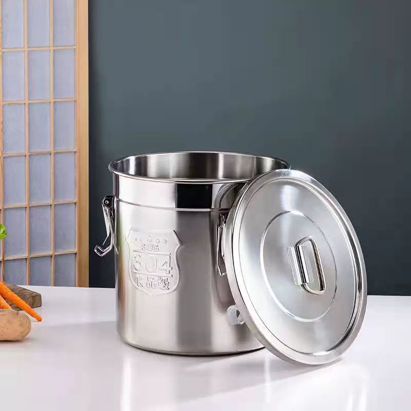 Stainless steel barrel, hotel 304 stainless steel sealed rice barrel Thickened large-capacity storage barrel Brewing barrel, sealed barrel