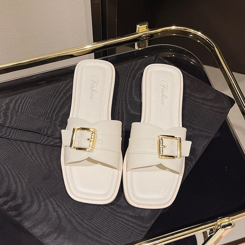 Fashiontrendyeasiest for match one-line flats beach popular slippers home sandals and slippers women's korean style seaside flats shoes