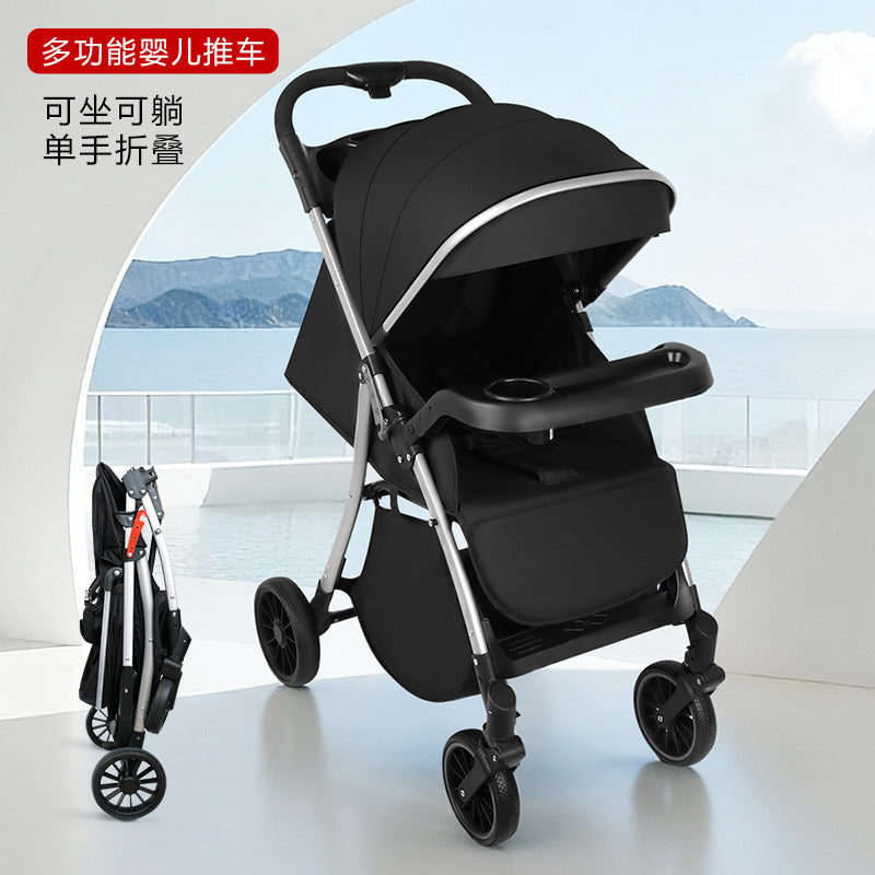 Baby stroller - reclining, multi-functional, one-button fold, two-way, lightweight, convertible rocking stroller