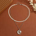 European and american cross-border jewelry fashionable minimalist sun moon disc pendant necklace women's unique multi-layered choker necklace