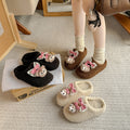 Cotton slippers women's autumn wintercute shirley rose bear outwearthick sole home non-slipfleece-linedheattech confinement shoes