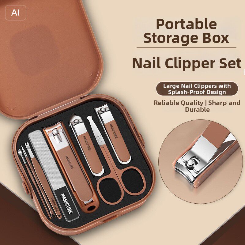 Portable anti-splash nail clipper set 5-8pcs manicure kit