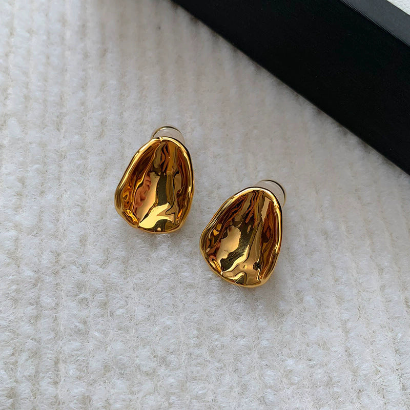 Stylish gold and silver unique exaggerated large metal earrings for women 2026new arrival popular classy sense accessible luxury earrings earrings