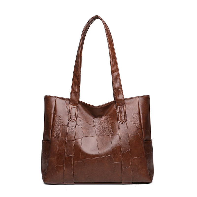 2025 new fashion large capacity women's shoulder bag pu leather tote bag simple versatile crossbody bag - cross-border