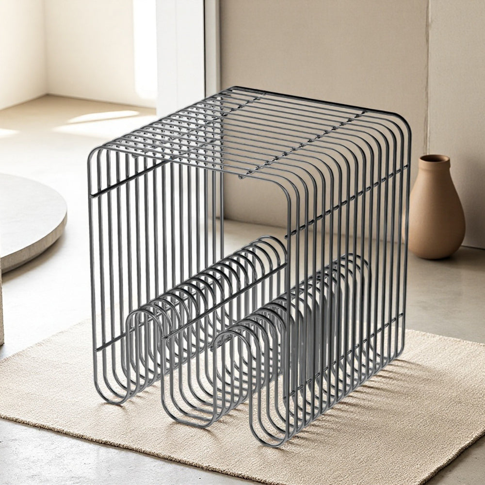 Same-day delivery of wrought iron line small coffee table, creative newspaper and magazine rack, storage bookshelf, bedside table, living room sofa side table