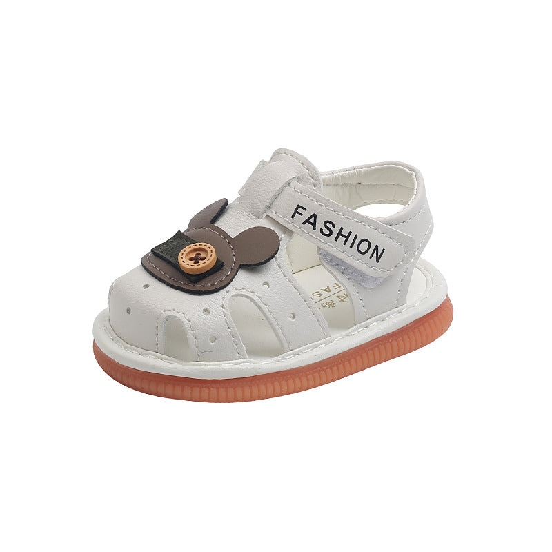 Baby boys' sandals summer baby girls' shoes 0-1-2 years old infant soft sole non-slip first walker shoes squeaky shoes kids