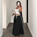 American spring and summer high waistslimming look quick-drying drawstring casual skirt workwearloose long skirt easiest for match
