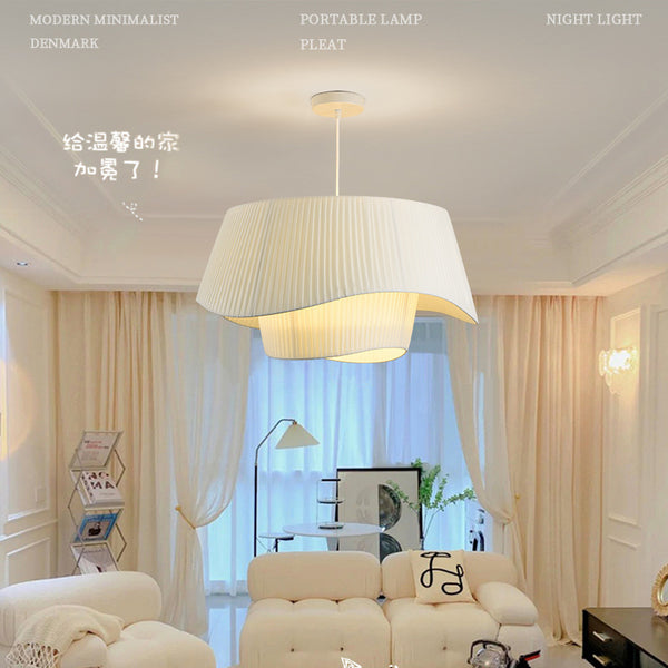 French modern simple medieval cream wind chandelier creative warm fabric lamp bedside bar restaurant bedroom lamp
