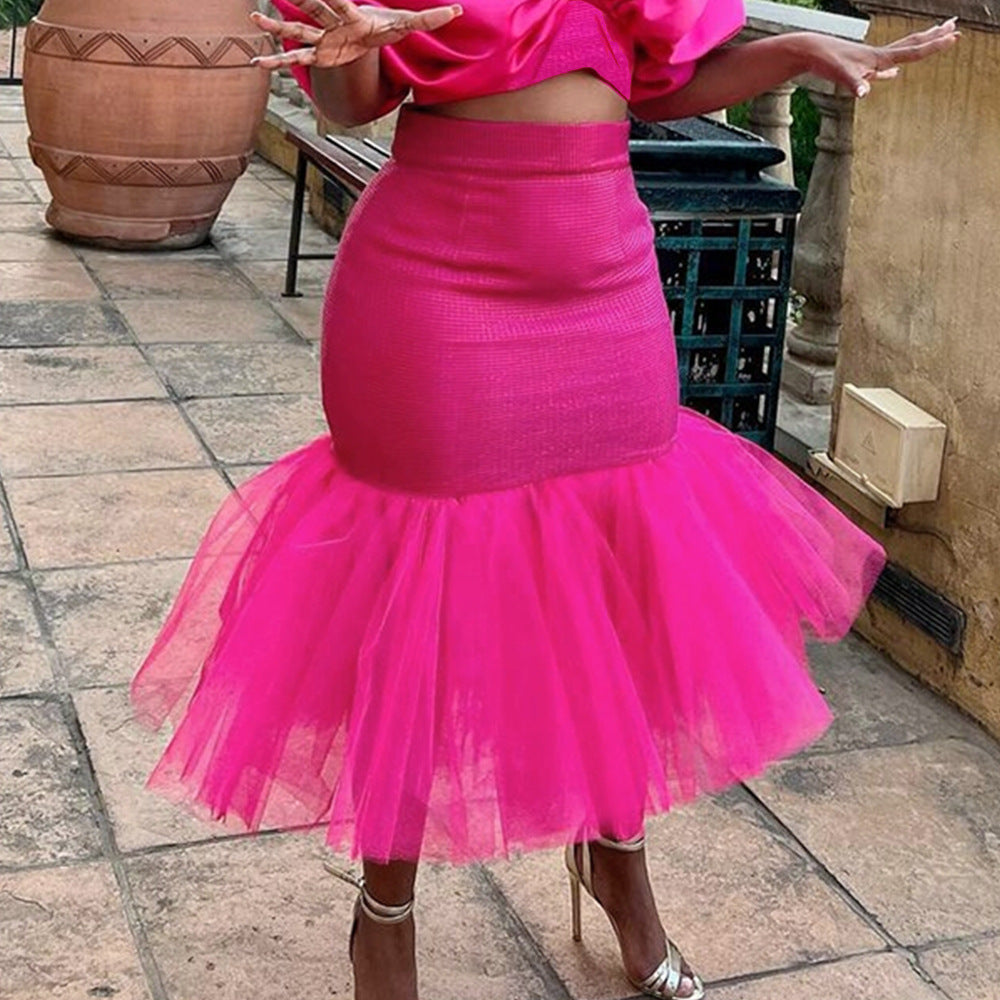 2023 autumn women's soft mesh ballet skirt, stage performance slim skirt Fashionable dress