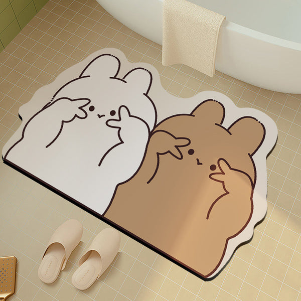 Cartoon bathroom floor mat, diatom mud absorbent mat, bathroom door, bathroom, toilet quick-drying non-slip foot pad