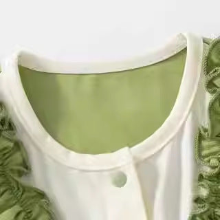Newborn baby clothes summer thin jumpsuit baby girl forest green edge short-sleeved jumpsuit crawling clothes