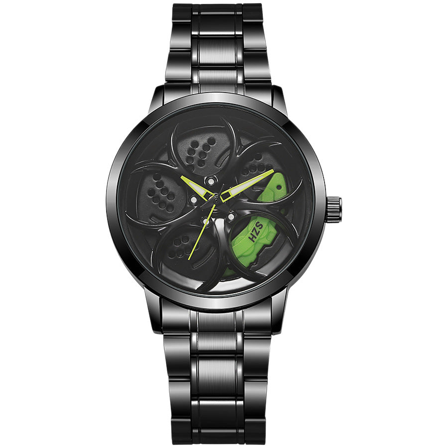 New arrival cool sports car wheel hub watch inner ring can rotate men's wheel style quartz watch fashiontrendy men's watch