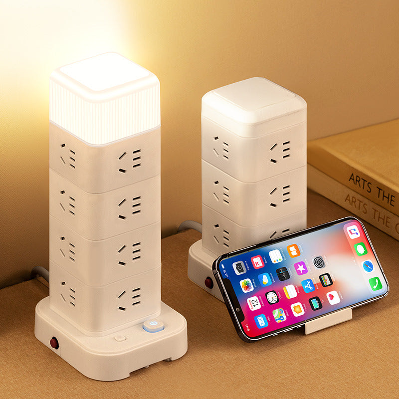 Smart vertical power strip socket with usb mobile phone charging multi-port tower office for home creative power strip rubik's cube