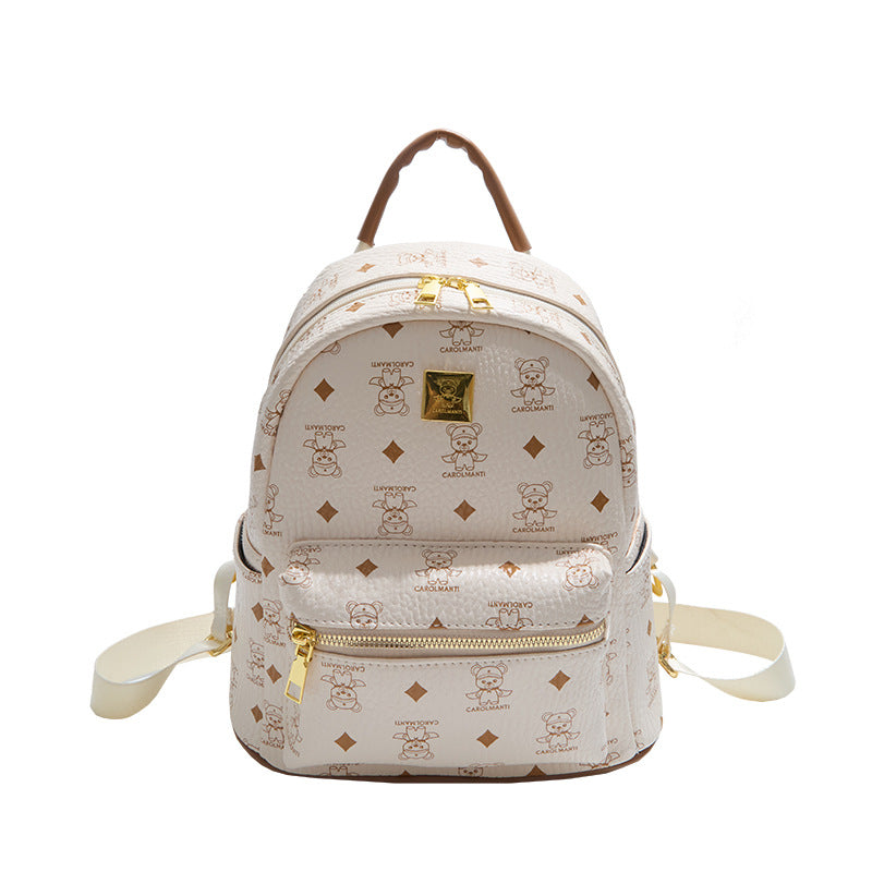 popular cute bearprinting women's backpack, large-capacity fashion mini backpack for students