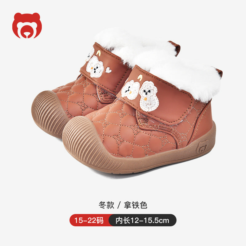 Toddler shoes for boys and girls, autumn/winter, baby cotton shoes, fleece-lined, soft sole, ages 0-1-3 years, warm baby shoes