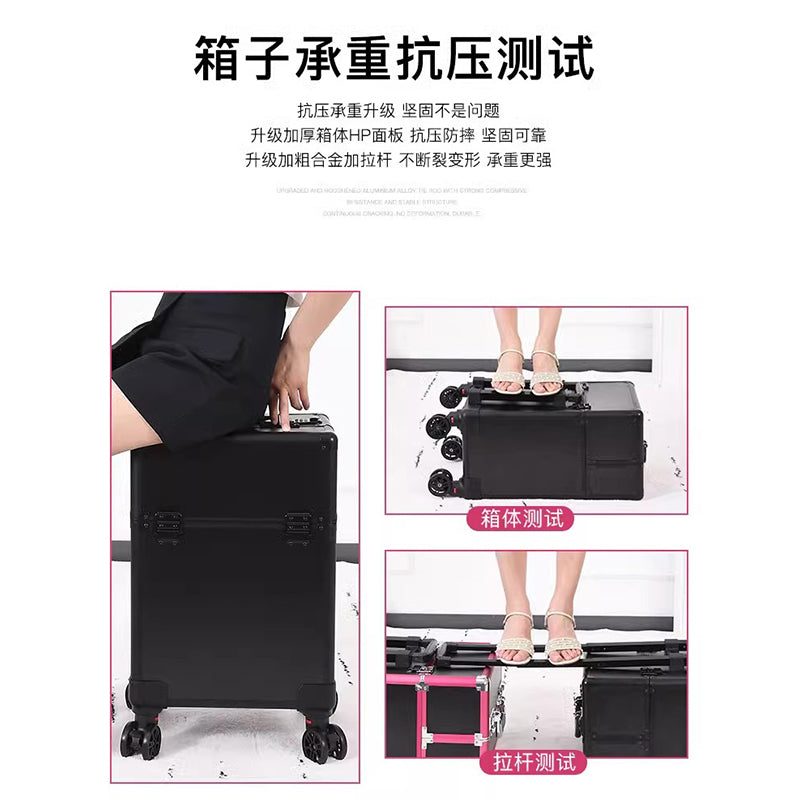 Haosen's popular trolley cosmetic case, large capacity, locked storage box, manicure beauty and makeup toolbox