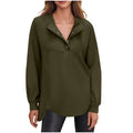 cross-border women's fashion casual solid color crew neck button-down long sleeve top hoodless sweatshirt