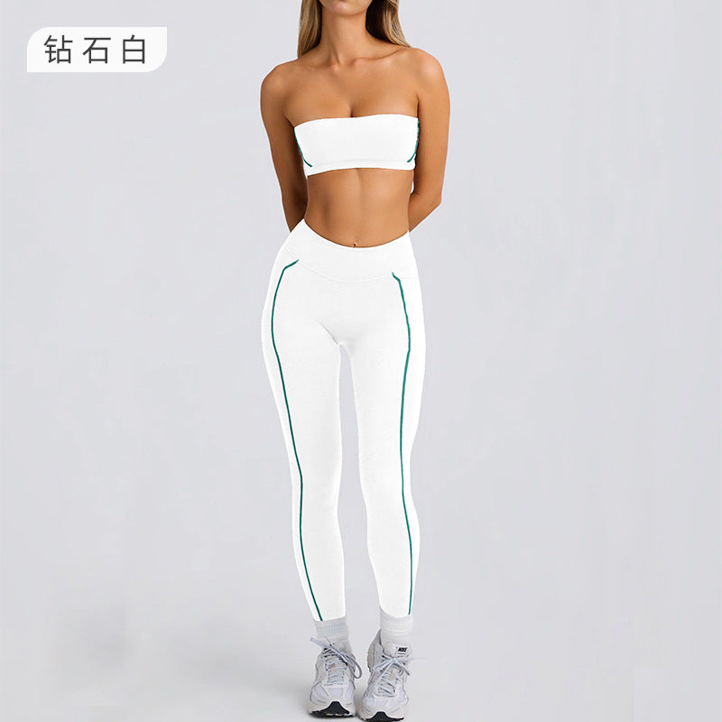 Tube toptops strapless pants high elastic back sports intimates bra non-slip running pilates yoga suit