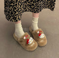 2024 autumn/winter outerwear fuzzy slippers - new trendy thick-soled, versatile indoor anti-slip cotton slippers with plush foot covering