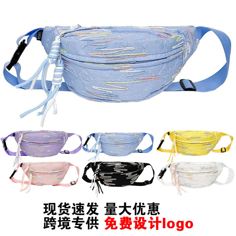 Cute and lightweight pleated breast bag Japanese ins small fresh student fanny pack female Mori girl niche messenger bag