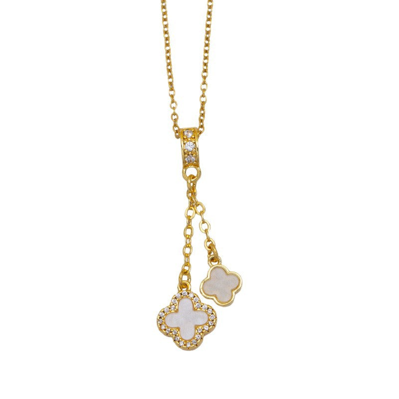 [titanium steel] four-leaf clover necklace for women, niche design, accessible luxury, fashionable, popular, elegant, smart and simple copper pendant