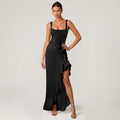 C7690 cross-border   fashion women's elegant sexy slit hem dress