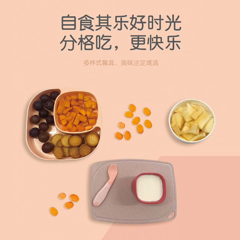 Customized children's tableware set, complementary food tools, baby-specific baby storage box, drop-resistant training, rice paste spoon, portable