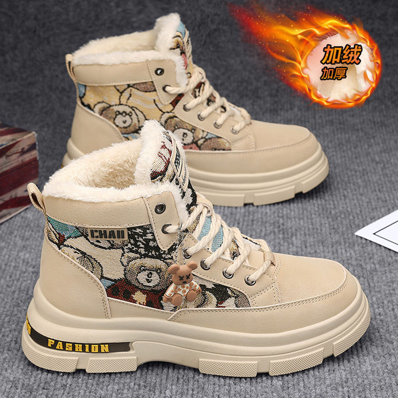 Boots men's high top 2025new arrivalwinter men's shoes fleece-linedthickenedheattech snow cotton shoes men's workwear boots men's