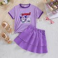 Girls' summer dress short-sleeve skirt set  new trendy popular kuromi children's skirt two-piece outfit