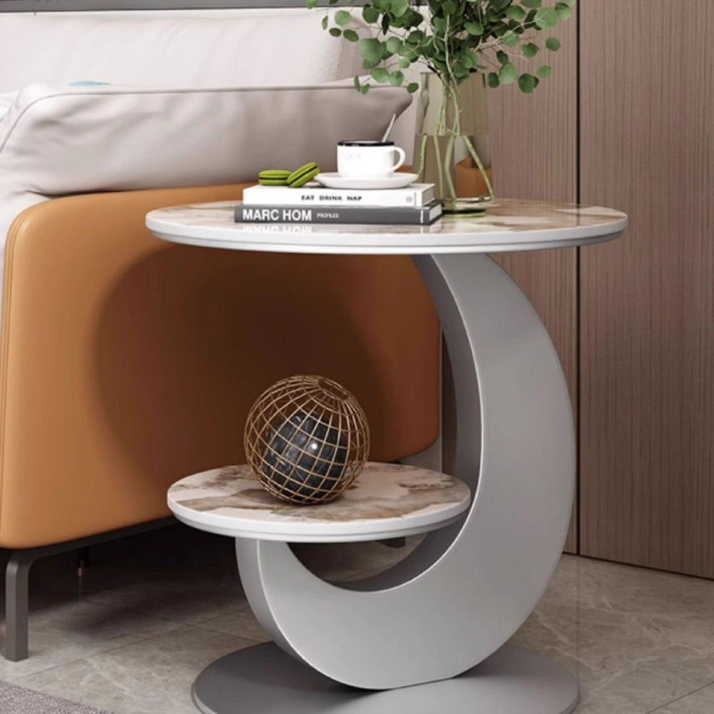 Accessible luxury slate sofa side table casual modern double-layer corner table small round table creative balcony coffee table bedside table round table